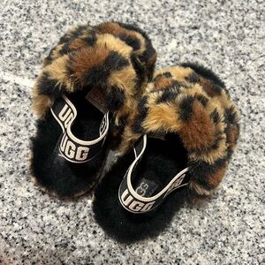 UGG Fluff Yeah SPOTTY Leopard Print Furry Slippers - toddler girl 7